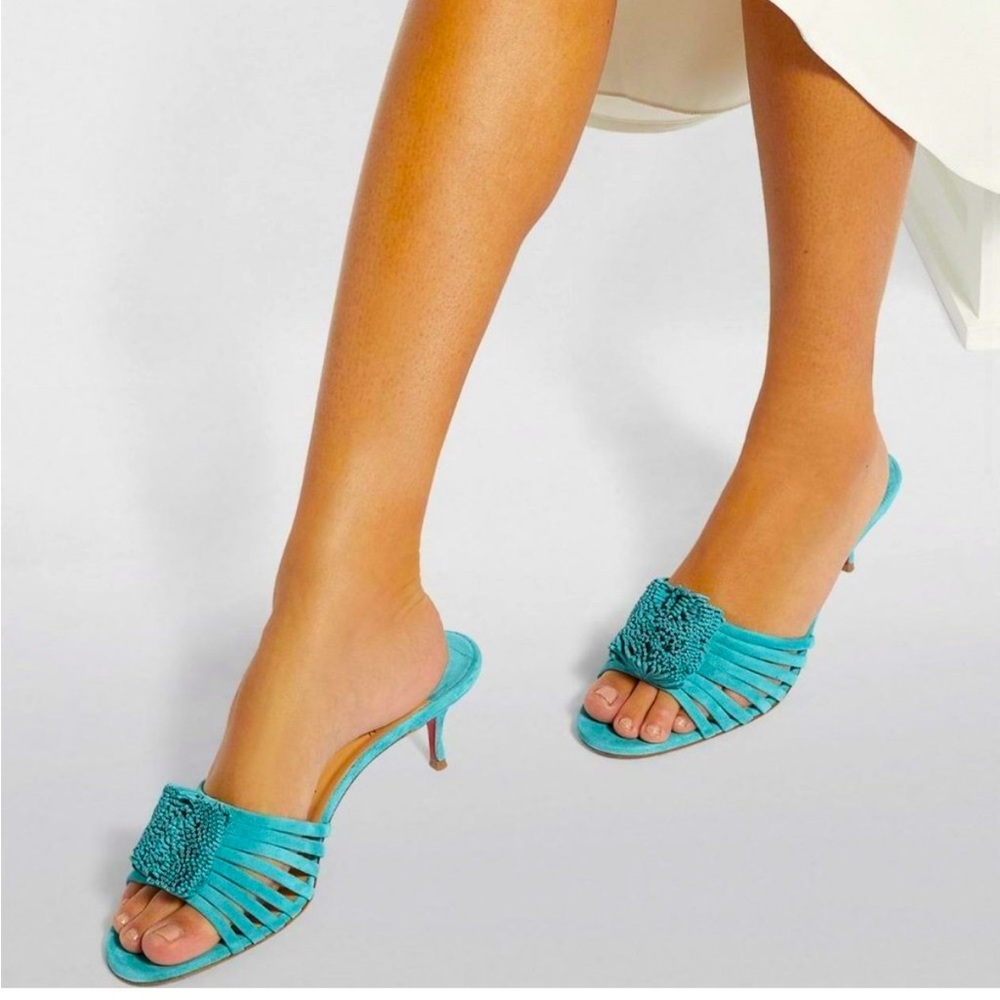 Christian Louboutin Belbrossa 55 Veau Velours  Turquoise Heels